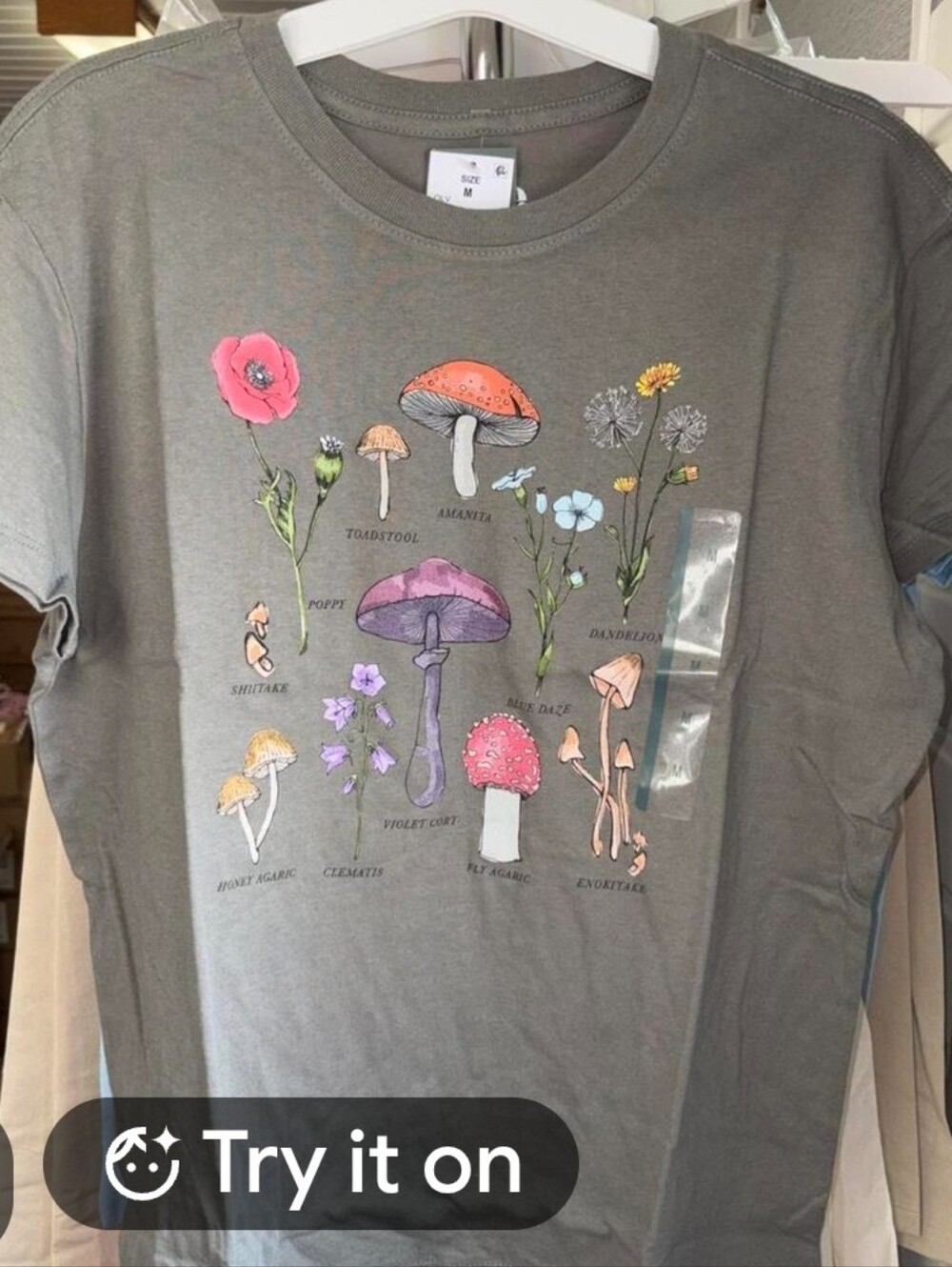 Doe Mushroom Graphic Cotton Tee Size XS Like New